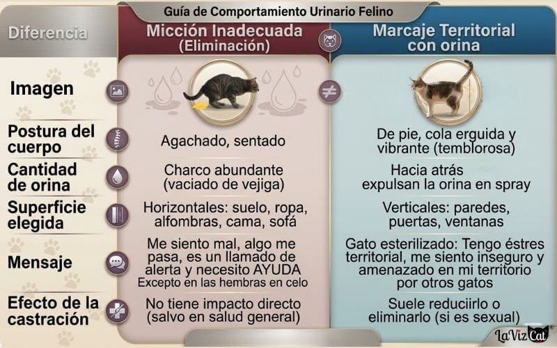 Diferencias entre orinar por fuera y marcaje territorial con orina