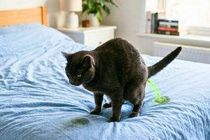 gato orinando la cama